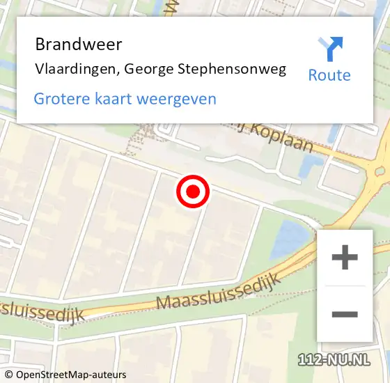 Locatie op kaart van de 112 melding: Brandweer Vlaardingen, George Stephensonweg op 20 oktober 2024 02:07