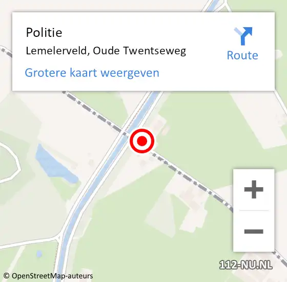 Locatie op kaart van de 112 melding: Politie Lemelerveld, Oude Twentseweg op 20 oktober 2024 02:17