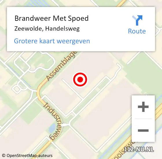 Locatie op kaart van de 112 melding: Brandweer Met Spoed Naar Zeewolde, Handelsweg op 20 oktober 2024 02:36