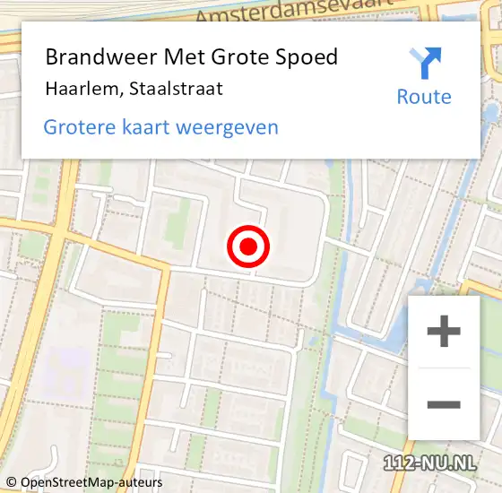 Locatie op kaart van de 112 melding: Brandweer Met Grote Spoed Naar Haarlem, Staalstraat op 20 oktober 2024 02:37