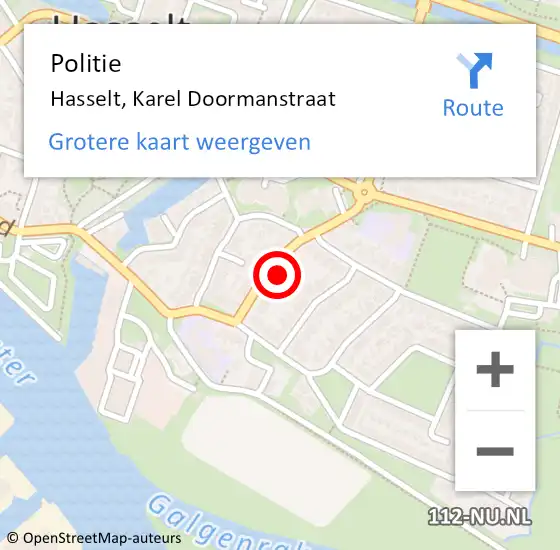 Locatie op kaart van de 112 melding: Politie Hasselt, Karel Doormanstraat op 20 oktober 2024 02:44