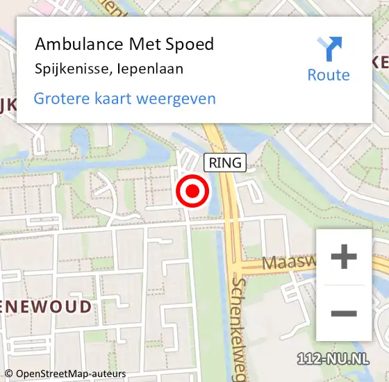 Locatie op kaart van de 112 melding: Ambulance Met Spoed Naar Spijkenisse, Iepenlaan op 20 oktober 2024 02:54