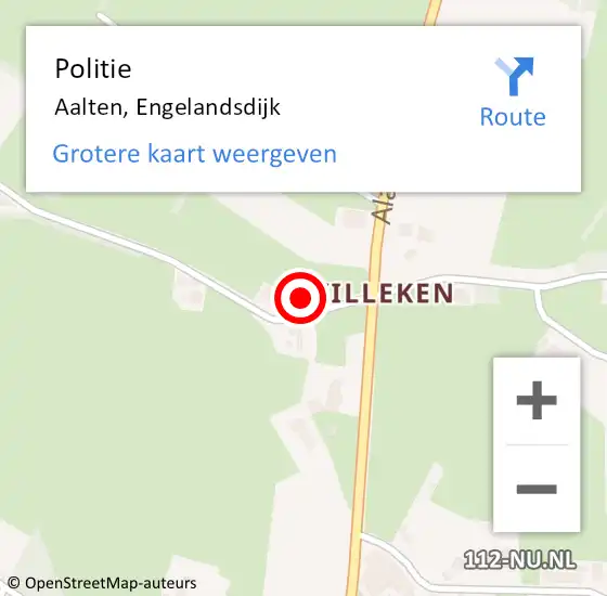 Locatie op kaart van de 112 melding: Politie Aalten, Engelandsdijk op 20 oktober 2024 03:08