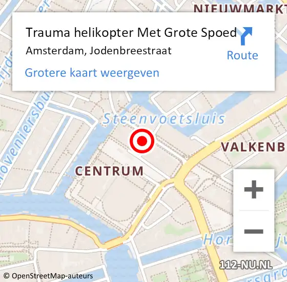 Locatie op kaart van de 112 melding: Trauma helikopter Met Grote Spoed Naar Amsterdam, Jodenbreestraat op 20 oktober 2024 03:30