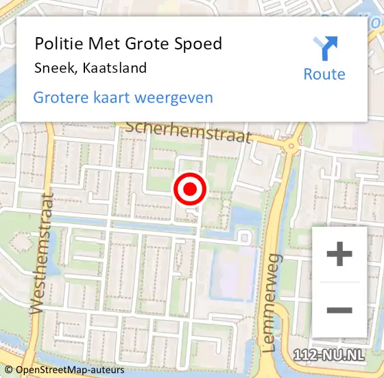 Locatie op kaart van de 112 melding: Politie Met Grote Spoed Naar Sneek, Kaatsland op 20 oktober 2024 03:31