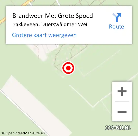 Locatie op kaart van de 112 melding: Brandweer Met Grote Spoed Naar Bakkeveen, Duerswâldmer Wei op 20 oktober 2024 03:40