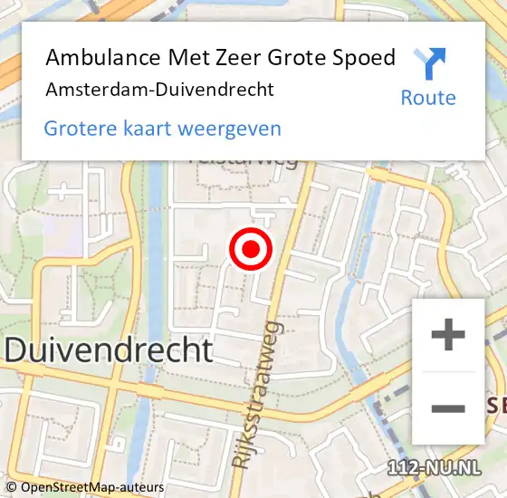 Locatie op kaart van de 112 melding: Ambulance Met Zeer Grote Spoed Naar Amsterdam-Duivendrecht op 20 oktober 2024 04:15