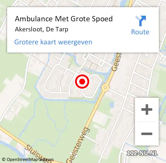 Locatie op kaart van de 112 melding: Ambulance Met Grote Spoed Naar Akersloot, De Tarp op 20 oktober 2024 04:57