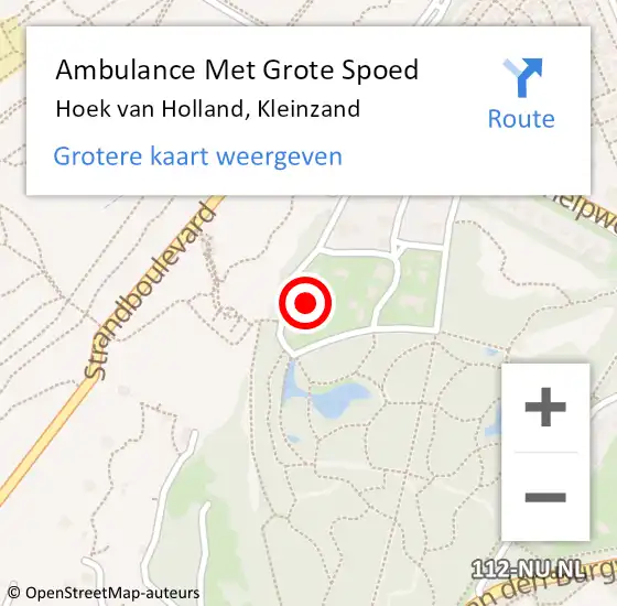 Locatie op kaart van de 112 melding: Ambulance Met Grote Spoed Naar Hoek van Holland, Kleinzand op 20 oktober 2024 05:43