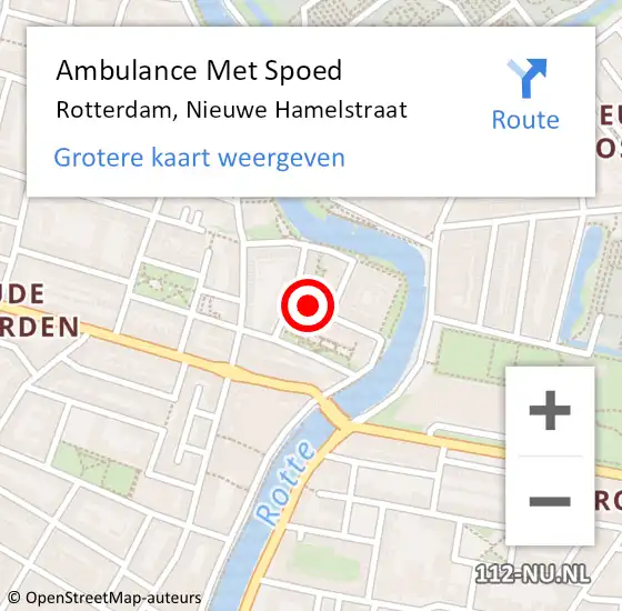 Locatie op kaart van de 112 melding: Ambulance Met Spoed Naar Rotterdam, Nieuwe Hamelstraat op 20 oktober 2024 05:50