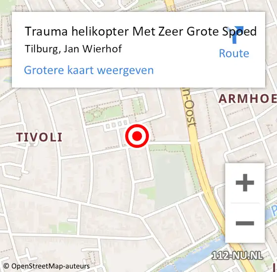 Locatie op kaart van de 112 melding: Trauma helikopter Met Zeer Grote Spoed Naar Tilburg, Jan Wierhof op 20 oktober 2024 05:55