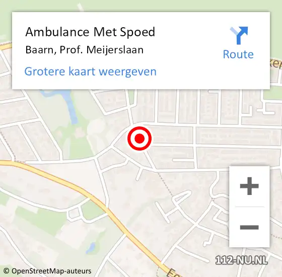 Locatie op kaart van de 112 melding: Ambulance Met Spoed Naar Baarn, Prof. Meijerslaan op 24 oktober 2014 05:21