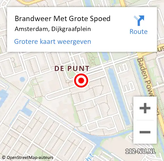 Locatie op kaart van de 112 melding: Brandweer Met Grote Spoed Naar Amsterdam, Dijkgraafplein op 20 oktober 2024 06:41