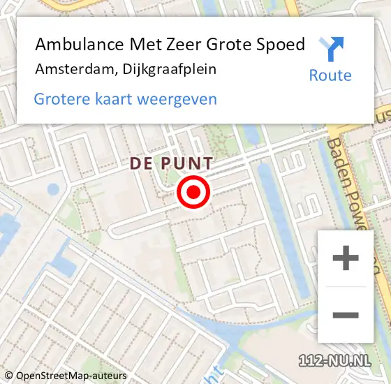 Locatie op kaart van de 112 melding: Ambulance Met Zeer Grote Spoed Naar Amsterdam, Dijkgraafplein op 20 oktober 2024 06:43