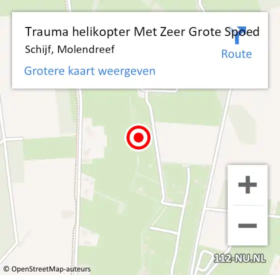 Locatie op kaart van de 112 melding: Trauma helikopter Met Zeer Grote Spoed Naar Schijf, Molendreef op 20 oktober 2024 06:43