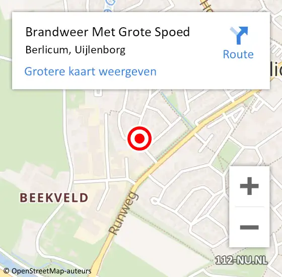 Locatie op kaart van de 112 melding: Brandweer Met Grote Spoed Naar Berlicum, Uijlenborg op 20 oktober 2024 06:52