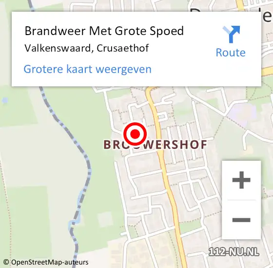 Locatie op kaart van de 112 melding: Brandweer Met Grote Spoed Naar Valkenswaard, Crusaethof op 20 oktober 2024 06:57