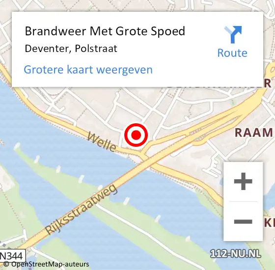 Locatie op kaart van de 112 melding: Brandweer Met Grote Spoed Naar Deventer, Polstraat op 20 oktober 2024 06:58