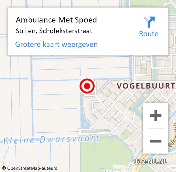 Locatie op kaart van de 112 melding: Ambulance Met Spoed Naar Strijen, Scholeksterstraat op 20 oktober 2024 07:06