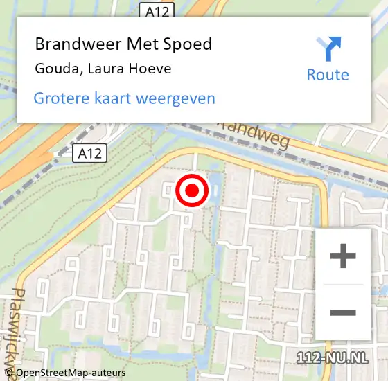 Locatie op kaart van de 112 melding: Brandweer Met Spoed Naar Gouda, Laura Hoeve op 20 oktober 2024 07:53