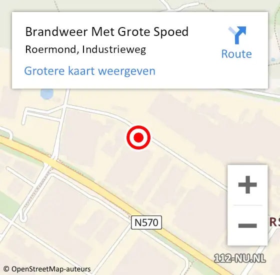 Locatie op kaart van de 112 melding: Brandweer Met Grote Spoed Naar Roermond, Industrieweg op 20 oktober 2024 08:53