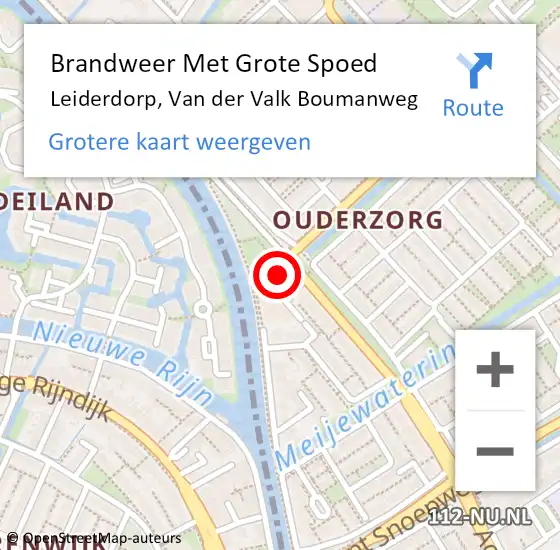 Locatie op kaart van de 112 melding: Brandweer Met Grote Spoed Naar Leiderdorp, Van der Valk Boumanweg op 20 oktober 2024 09:06