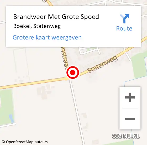 Locatie op kaart van de 112 melding: Brandweer Met Grote Spoed Naar Boekel, Statenweg op 20 oktober 2024 09:12