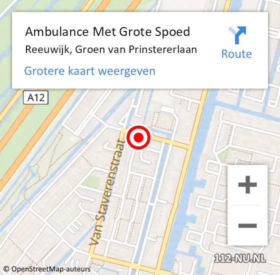 Locatie op kaart van de 112 melding: Ambulance Met Grote Spoed Naar Reeuwijk, Groen van Prinstererlaan op 20 oktober 2024 09:14