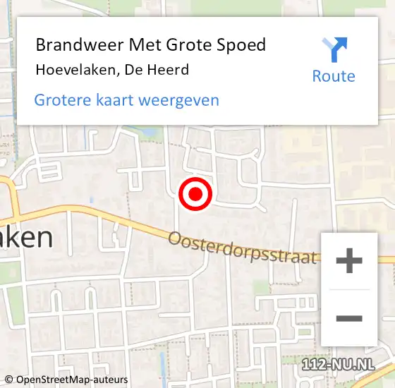 Locatie op kaart van de 112 melding: Brandweer Met Grote Spoed Naar Hoevelaken, De Heerd op 20 oktober 2024 09:29