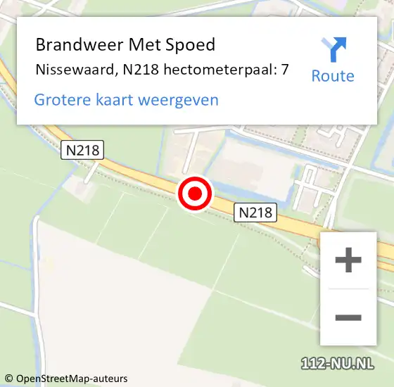 Locatie op kaart van de 112 melding: Brandweer Met Spoed Naar Nissewaard, N218 hectometerpaal: 7 op 20 oktober 2024 09:36