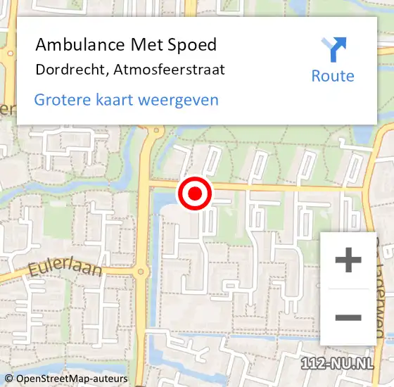 Locatie op kaart van de 112 melding: Ambulance Met Spoed Naar Dordrecht, Atmosfeerstraat op 20 oktober 2024 09:41