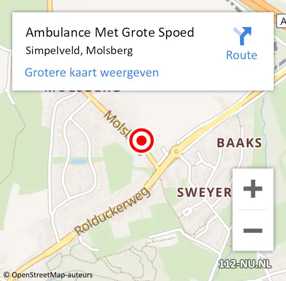 Locatie op kaart van de 112 melding: Ambulance Met Grote Spoed Naar Simpelveld, Molsberg op 24 oktober 2014 06:13