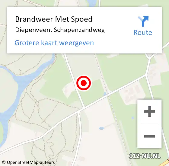 Locatie op kaart van de 112 melding: Brandweer Met Spoed Naar Diepenveen, Schapenzandweg op 20 oktober 2024 10:07