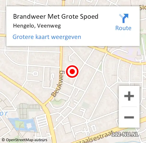 Locatie op kaart van de 112 melding: Brandweer Met Grote Spoed Naar Hengelo, Veenweg op 20 oktober 2024 10:15