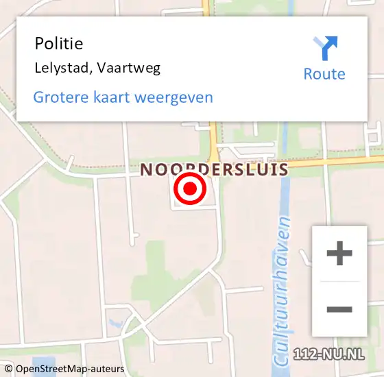 Locatie op kaart van de 112 melding: Politie Lelystad, Vaartweg op 20 oktober 2024 10:18