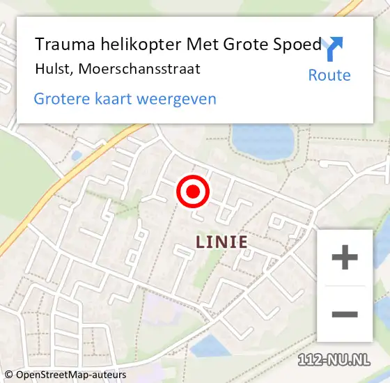 Locatie op kaart van de 112 melding: Trauma helikopter Met Grote Spoed Naar Hulst, Moerschansstraat op 20 oktober 2024 10:54