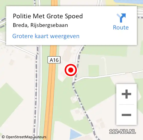 Locatie op kaart van de 112 melding: Politie Met Grote Spoed Naar Breda, Rijsbergsebaan op 20 oktober 2024 10:59