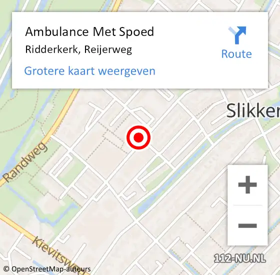 Locatie op kaart van de 112 melding: Ambulance Met Spoed Naar Ridderkerk, Reijerweg op 20 oktober 2024 11:16