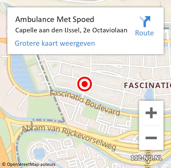 Locatie op kaart van de 112 melding: Ambulance Met Spoed Naar Capelle aan den IJssel, 2e Octaviolaan op 20 oktober 2024 11:17