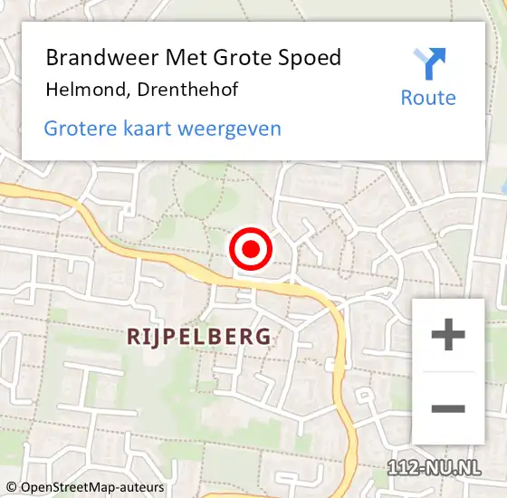 Locatie op kaart van de 112 melding: Brandweer Met Grote Spoed Naar Helmond, Drenthehof op 20 oktober 2024 11:27