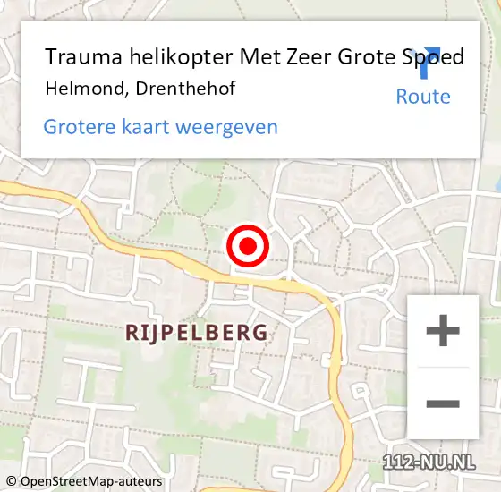 Locatie op kaart van de 112 melding: Trauma helikopter Met Zeer Grote Spoed Naar Helmond, Drenthehof op 20 oktober 2024 11:28