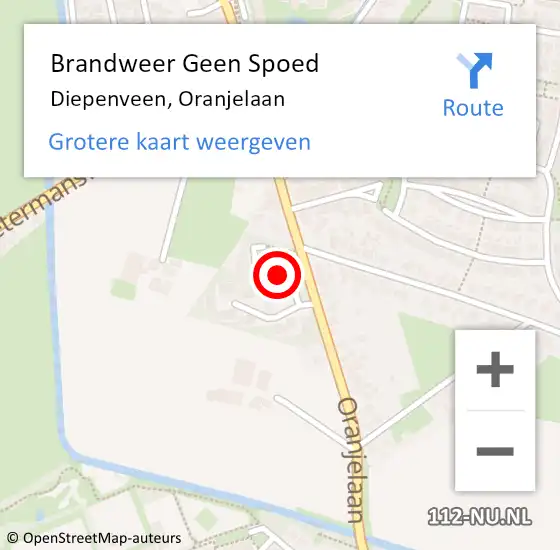 Locatie op kaart van de 112 melding: Brandweer Geen Spoed Naar Diepenveen, Oranjelaan op 20 oktober 2024 11:33