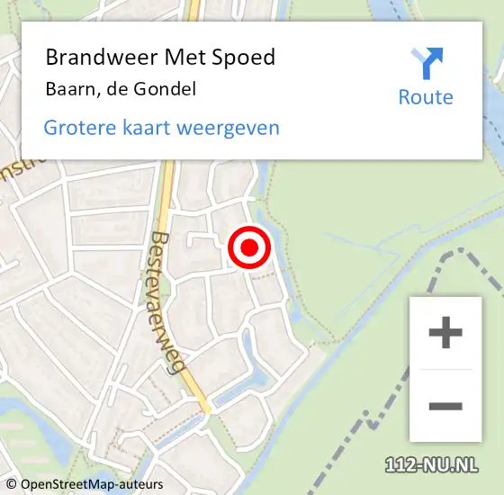 Locatie op kaart van de 112 melding: Brandweer Met Spoed Naar Baarn, de Gondel op 20 oktober 2024 11:37