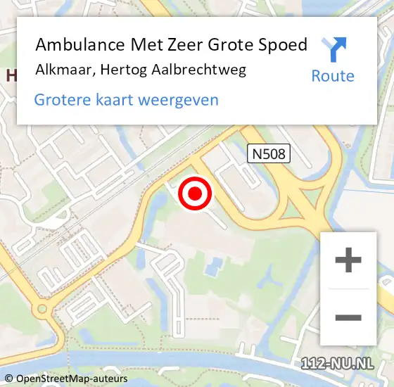 Locatie op kaart van de 112 melding: Ambulance Met Zeer Grote Spoed Naar Alkmaar, Hertog Aalbrechtweg op 20 oktober 2024 11:44