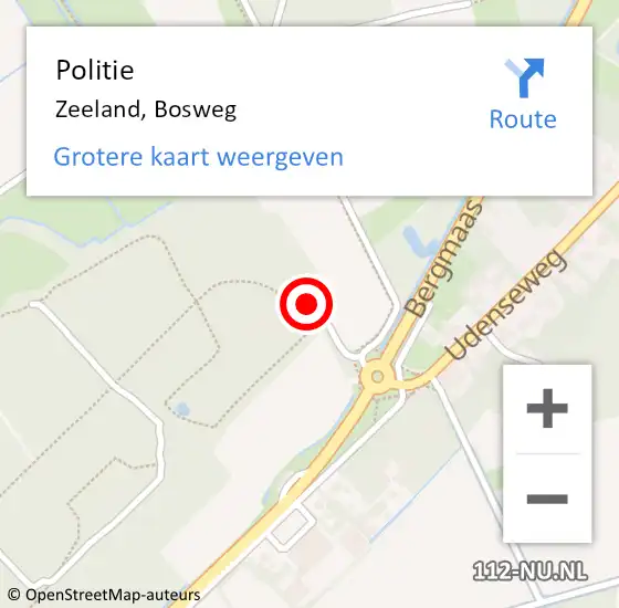 Locatie op kaart van de 112 melding: Politie Zeeland, Bosweg op 20 oktober 2024 11:46