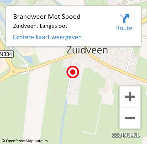 Locatie op kaart van de 112 melding: Brandweer Met Spoed Naar Zuidveen, Langesloot op 20 oktober 2024 11:47