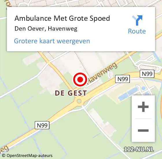 Locatie op kaart van de 112 melding: Ambulance Met Grote Spoed Naar Den Oever, Havenweg op 20 oktober 2024 12:01