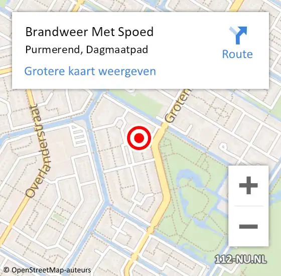 Locatie op kaart van de 112 melding: Brandweer Met Spoed Naar Purmerend, Dagmaatpad op 20 oktober 2024 12:21