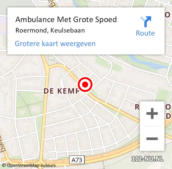 Locatie op kaart van de 112 melding: Ambulance Met Grote Spoed Naar Roermond, Keulsebaan op 20 oktober 2024 12:33