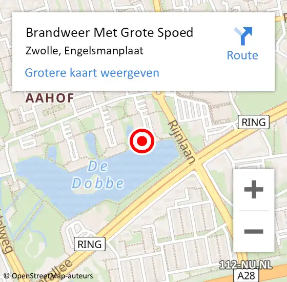 Locatie op kaart van de 112 melding: Brandweer Met Grote Spoed Naar Zwolle, Engelsmanplaat op 20 oktober 2024 12:49